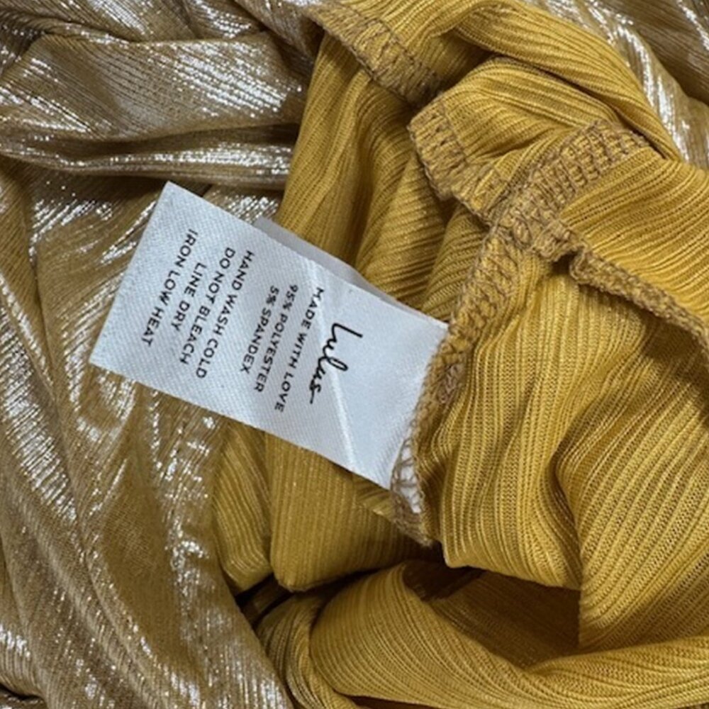 NWT Lulus Shining Beauty Metallic Gold Long Sleeve Top - Picture 8 of 8